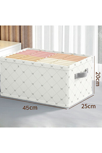 Textia Home Οργανωτής ντουλαπιού 4 τεμαχίων Φιόγκος-45cmx25cmx20, Οργανωτής ραφιών, Πτυσσόμενο κουτί αποθήκευσης ρούχων