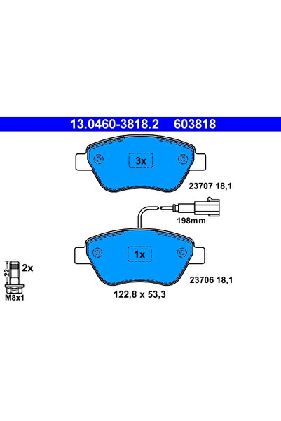 Ate Комплект накладки за дискови спирачки Citroen Nemo Van/Space Limousine/Ne...