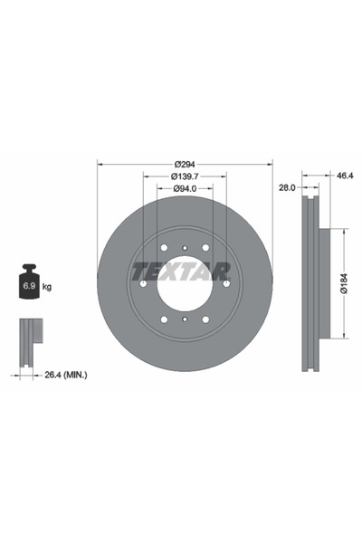 TEXTAR Disc frana Fiat Fullback Pick-Up Mitsubishi L200 / Triton/Pajero Sport 2