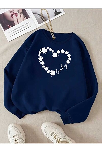 tkn your style Hanorac oversize cu imprimeu la modă FLOWER HEART