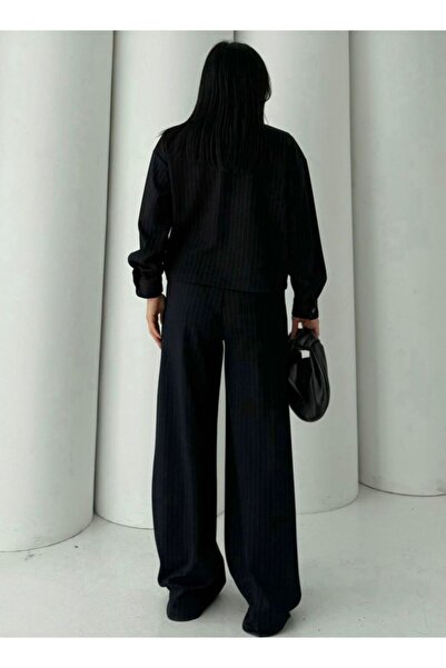 EGZOTİK ASORTİK Striped Cargo Pocket Zippered Jacket and Pants Set