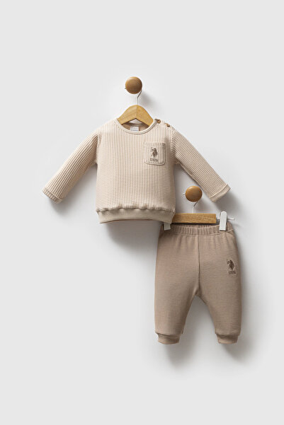 U.S. Polo Assn. U.S.Polo Boy Baby 2-Piece Set - Beige