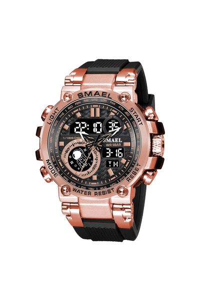 SMAEL Sport Digital Quartz Dual Time Analog Alarm Chronograph Men's Wristwatch
