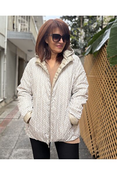 DenizEge Ιταλικό κοντό παλτό διπλής όψης μπεζ