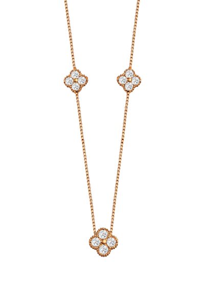 jelux silver 925 Ayar Gümüş Üçlü Yonca Zirkon Taşlı Kolye