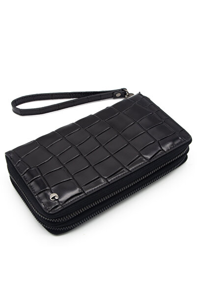 Cacharel Black B.Kroco Leather Unisex Wallet 3369B7K