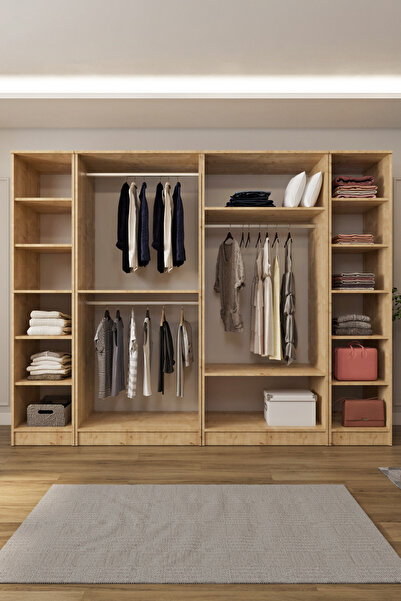 Ases Mobilya Ases ESL532 Geniş Gardırop 6 Kapaklı Derin 13 Adet Derin Raf 3 Adet Askılık