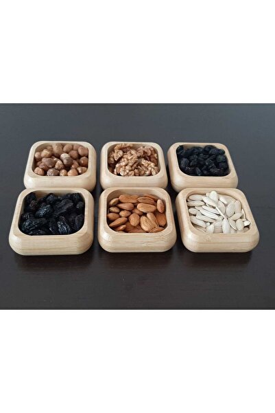 bir sürü eşya pak market 6 Pieces Bamboo Snack Serving Bowl Nut Presentation Plate - Square