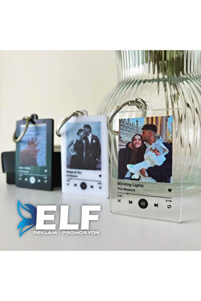 ELF REKLAM Kişiye Özel Reisimli Anahtarlık Spotify Resimli Anahtarlık Çift Do...