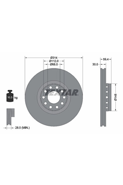 TEXTAR Set Discuri Frana Audi 100 C4/A6 C4/A8 D2 1991-2002