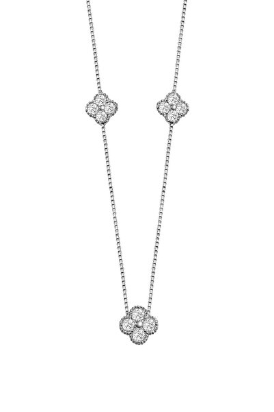 jelux silver 925 Ayar Gümüş Üçlü Yonca Zirkon Taşlı Kolye