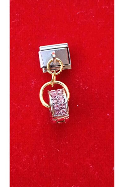 OGİSO Bijuteri Pembe Zirkon Taşlı Tam Tur Halka İtalyan Bileklik Uyumlu Charm