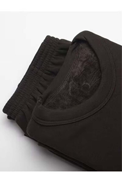 Store7 Men's Winter Fleece Pajamas - 2-Piece Set (Long-Sleeved Top + Pants) - Dark Brown - Comfort and Warmth - Size M