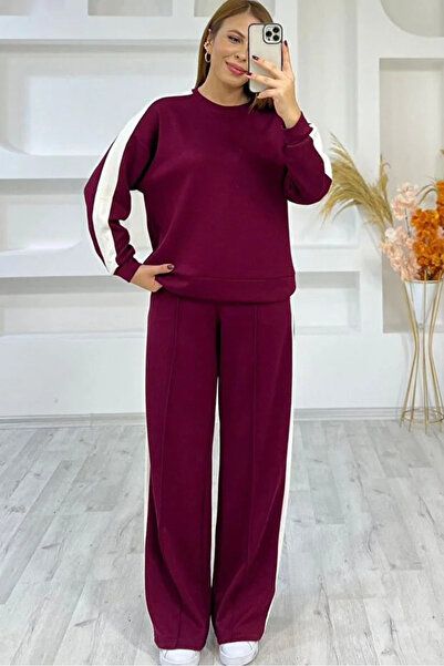 CyRo MODAL KUMAŞ YANI ŞERİTLİ GENİŞ PAÇA EŞOFMAN TAKIM