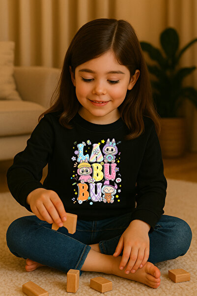 SVART WEAR سويت شيرت للأطفال مطبوع عليه Labubu مصنوع من القطن بنسبة 100% مضحك...