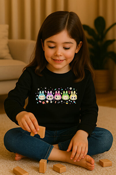 SVART WEAR سويت شيرت للأطفال مطبوع عليه Labubu مصنوع من القطن بنسبة 100% مضحك...