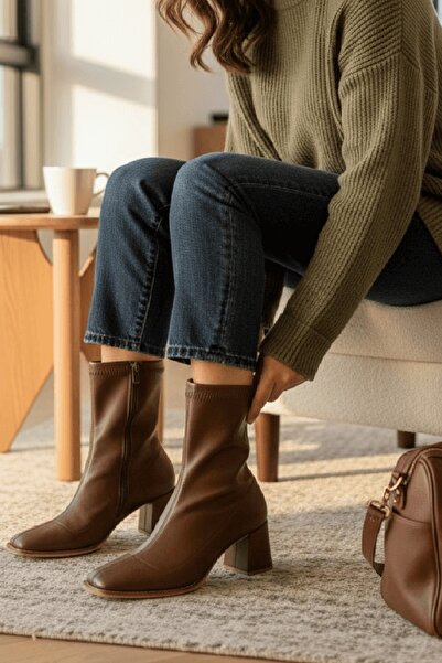 DİVOLYA Lirya Brown (8 cm Heels) Daily Use Women's Boots