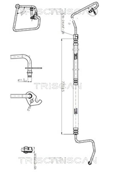 TRISCAN Хидравличен маркуч на кормилната система от хидравличната помпа към к...