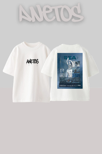 Anetos Μπλουζάκι Sza 1 Design Back με τύπωμα Cotton White oversized
