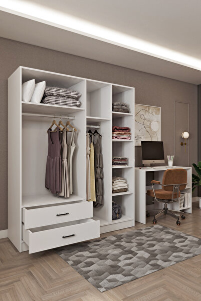 Ases Mobilya Ases HDF5358 Genç Odası Gardırop ve Çalışma Masası Hediyeli Beya...