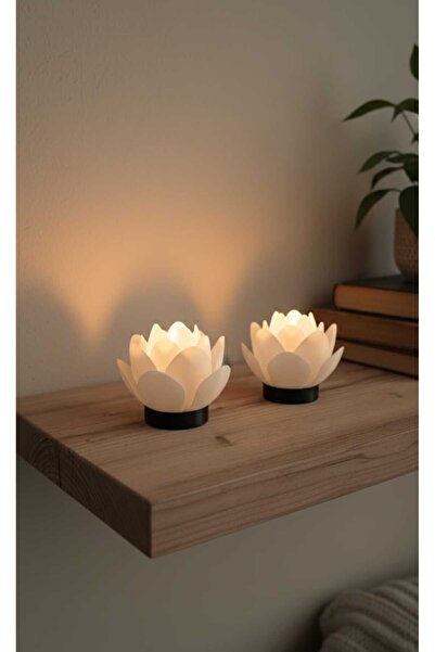 ASYDESIGN Tealight Mumluk Çiçek Dekorlu Ledli Pilli 1 Adet