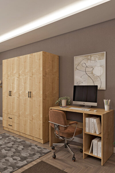 Ases Mobilya Ases HDF5358 Genç Odası Gardırop ve Çalışma Masası Hediyeli Beya...