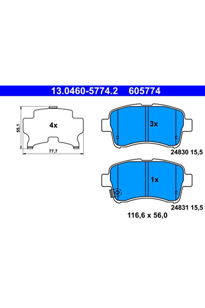 Ate Комплект накладки за дискови спирачки Suzuki Liana