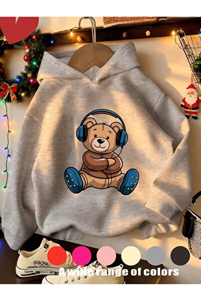 H&GHAMLEGİYİM Зимна суитшърт с качулка, детска с принт „We Love Bear“