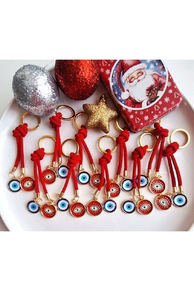 Svc Aksesuar New Year's Gift 10-Piece Red Keychain with Evil Eye Beads - New ...
