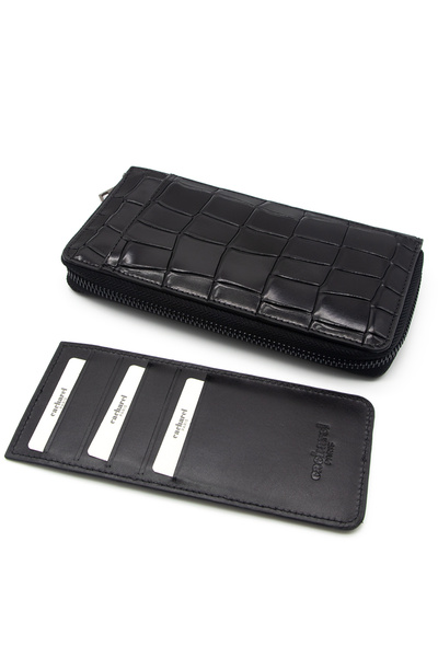 Cacharel Black B.Kroco Leather Unisex Wallet 21055B7K