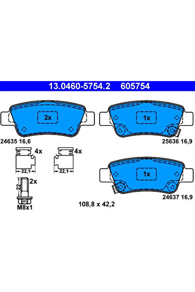 Ate Комплект спирачни накладки за дискови спирачки Honda Cr-5 2/Cr-5 3/Cr-5 4