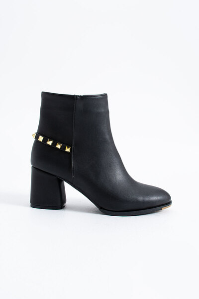 Siena Shoes حذاء نسائي بكعب عالي وسحاب وتفاصيل مشبك من توري، لون أسود