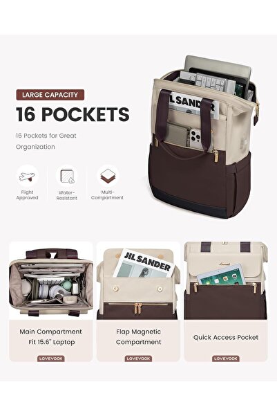 EXCEFORE EXPOR Women's Laptop Backpack 15.6 inch, USB Work Backpack, Waterproof Travel Backpack with Organize