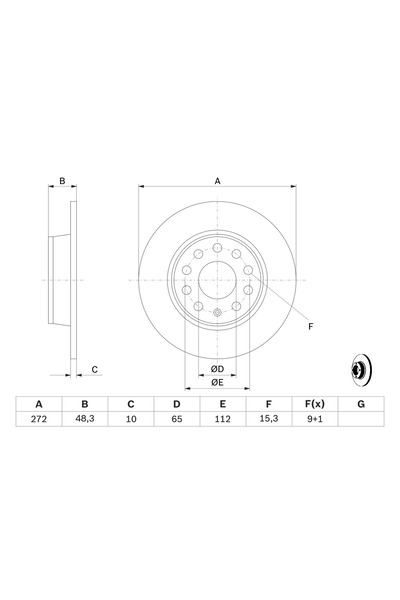 Bosch Спирачен диск Audi A1 Seat Leon
