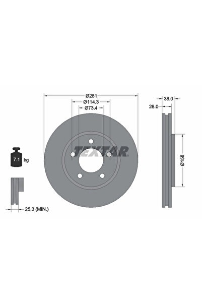 TEXTAR Disc Frana Chrysler Ram Van Van/Voyager 4 Dodge Caravan
