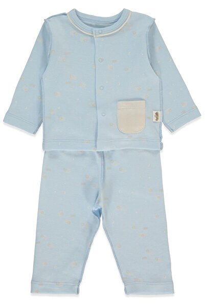 Bebetto Organic Interlock Pajama Set 2 Pieces (Organic Sleepy Sheepy) Blue