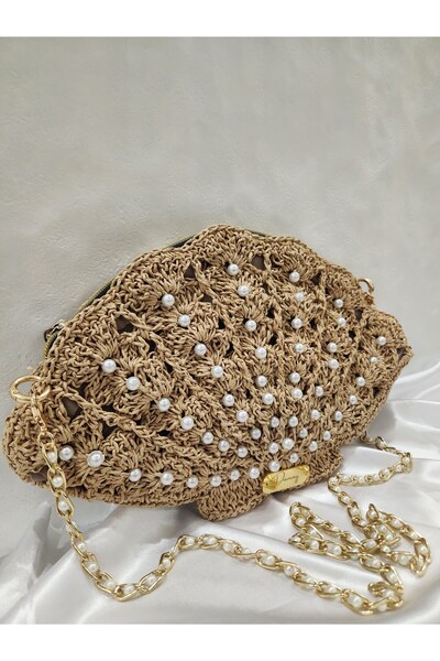 Dammy Bags Özel Tasarım İncili Midye Omuz Çantası