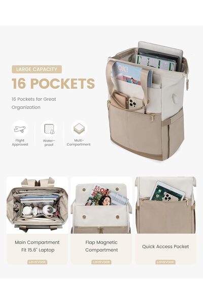 EXCEFORE Xopor 15.6-inch Laptop Backpack for Women, Business Backpack with USB Port, Waterproof Travel Backpa