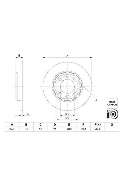 Bosch Disc Frana Citroen C4 10/C4 3 Ds Ds 3 / Ds 3 Crossback