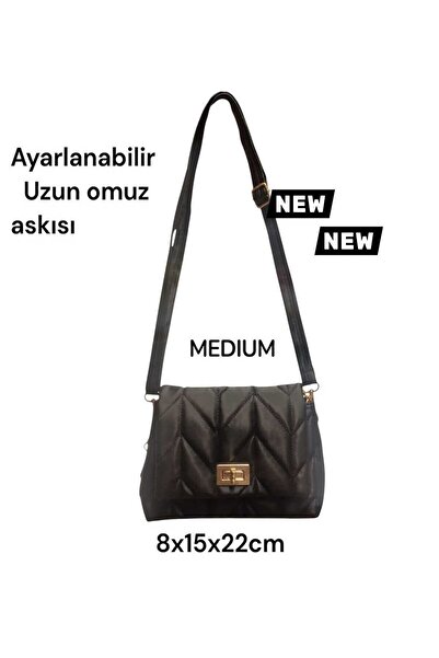 Gözenshopp Quilted Patterned Bag with Shoulder Strap, Chain Handle, and Locka...