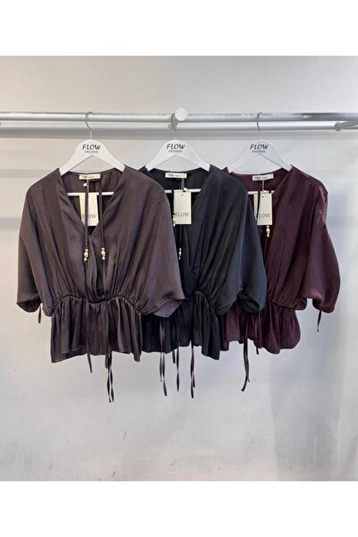Flow Kraşlı Saten Bluz