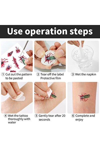 DELPI Temporary tattoos fake wounds, Halloween, 10 sheets