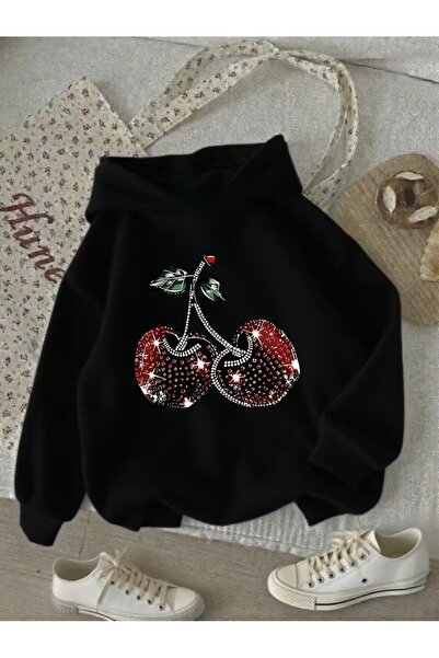 H&GHAMLEGİYİM Зимна суитшърт с качулка, детска We KİRAZ с принт