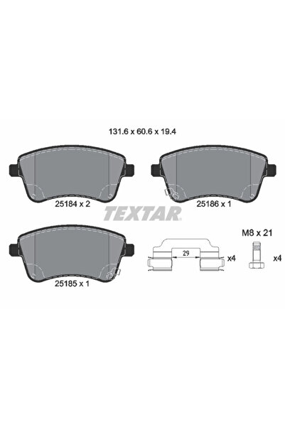 TEXTAR Комплект накладки дискови спирачки Kia Venga