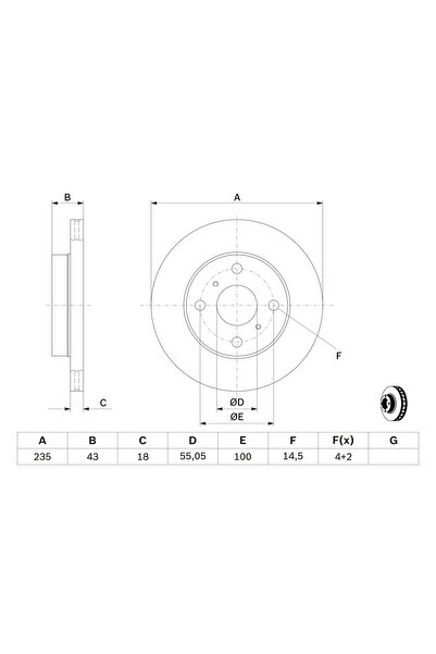 Bosch Дискови спирачки Toyota Echo Limousine/Yaris