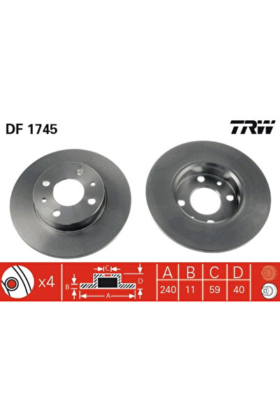 TRW Disc Frana Abarth 500 / 595 / 695 Alfa Romeo 155/33/Alfasud