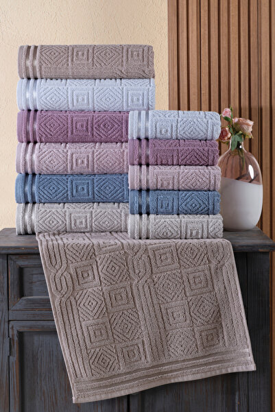 HRN Textile 6-Piece Cotton Low Twist 50X90 cm Towel Set - Soft and Absorbent