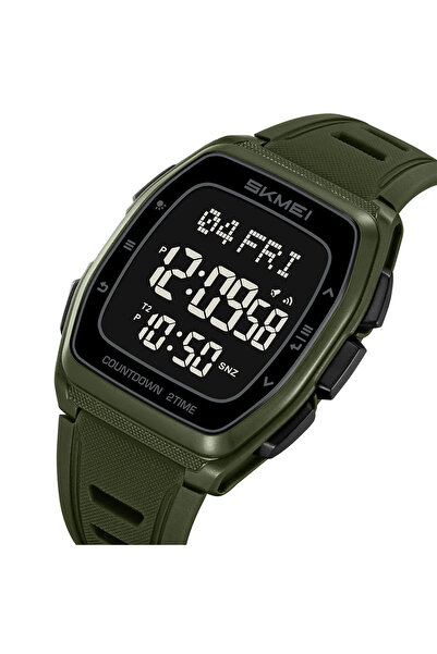 Skmei Ceas digital bărbătesc 2441, verde militar – funcții multiple, design s...