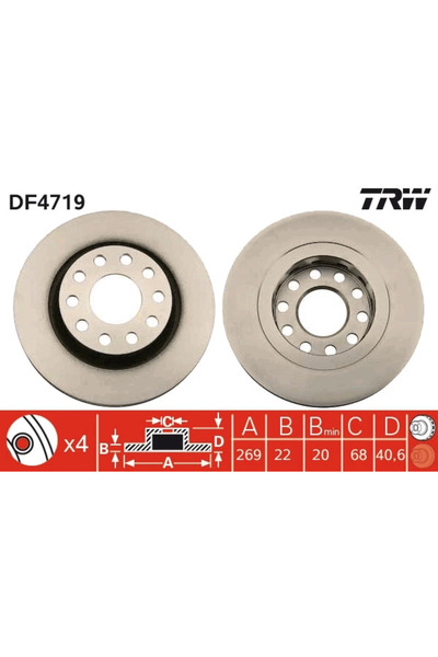 TRW Brake Disc Set Audi A6 C5/Allroad C5 1997-2005
