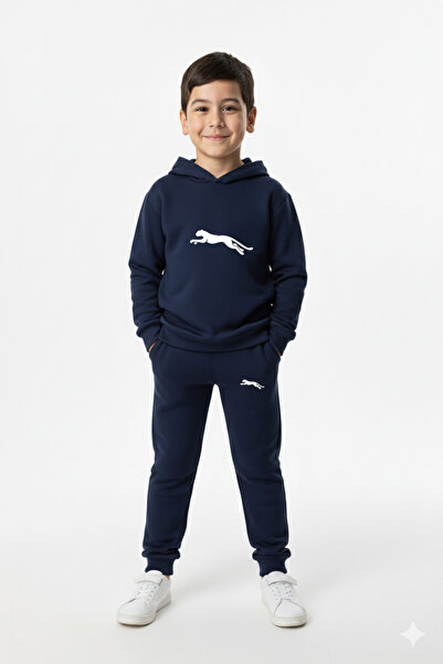 Let's Wear Дитячий худі з капюшоном і кишенями з принтом «Біжучий леопард» та шнурком Premium Compact Sweatshirt Спортивний костюм